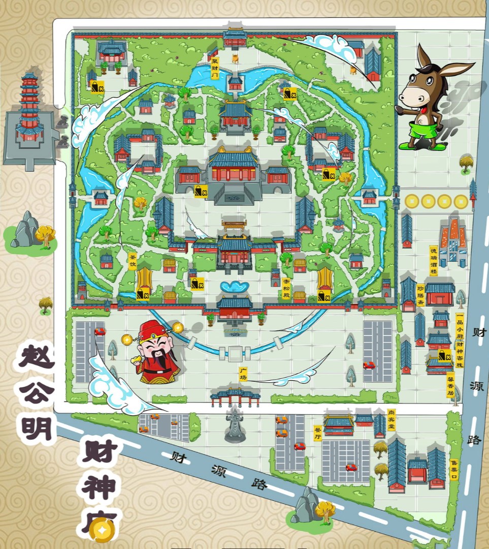 琼中寺庙类手绘地图